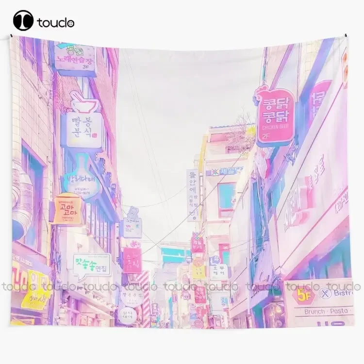 Anime Seoul (Vaporwave Edition) Tapestry Home Tapestry Tapestry Wall Hanging For Living Room Bedroom Dorm Room Home Decor