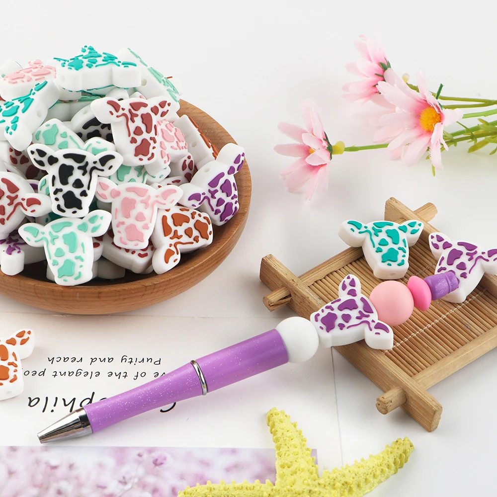 6 قطعة جديد بقعة الثور رئيس سيليكون البؤري الخرز لصنع المجوهرات Keychain بها بنفسك المفاتيح القلم قلادة سوار اليدوى اكسسوارات #2