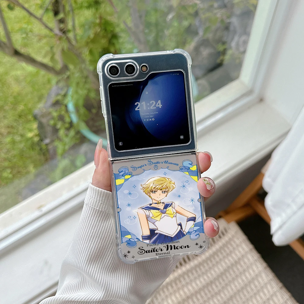 Cute Magic Girl Sailors Moons Phone Case for Samsung Galaxy Z Flip 3 4 Z Flip 5 Z Fold 4 5G PC Soft Anti-fall Back Cover