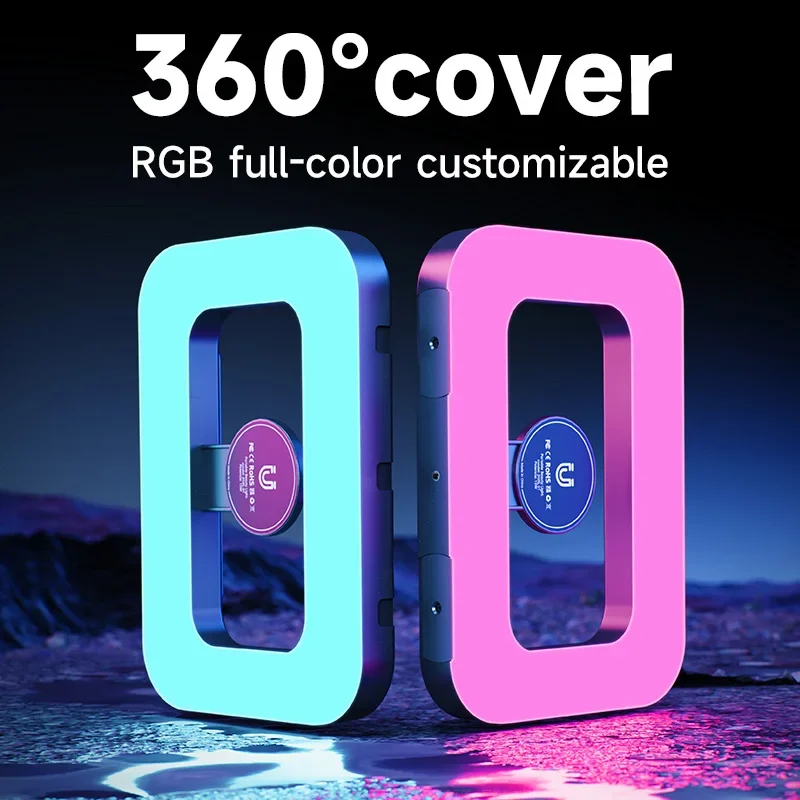ضوء ملء حلقة مغناطيسي محمول باليد RGB - قابل لإعادة الشحن للبث المباشر للهاتف والتصوير الفوتوغرافي وسطح المكتب وقفص الكاميرا وإضاءة السيلفي #3