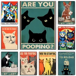 Retro toilet animals cats and dogs are you pooping Poster Paper Print Home Living Room Bedroom Entrance Bar Restaurant Cafe Art