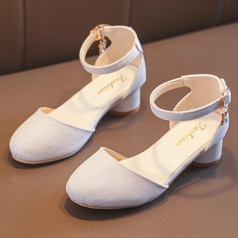 Fashion Girls' Sequined Princess Shoes Autumn New Kids Leather Shoe Simple Versatile Girl Casual Shoes Anti Slip Child Sandals