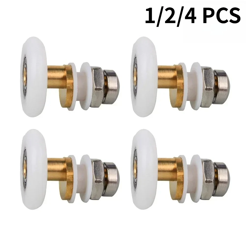 Roldana de nylon premium para porta de armário de banheiro, roldana para porta de vidro deslizante, roldana com rolamento de cobre, acessórios de ferragem (1/2/4 peças)