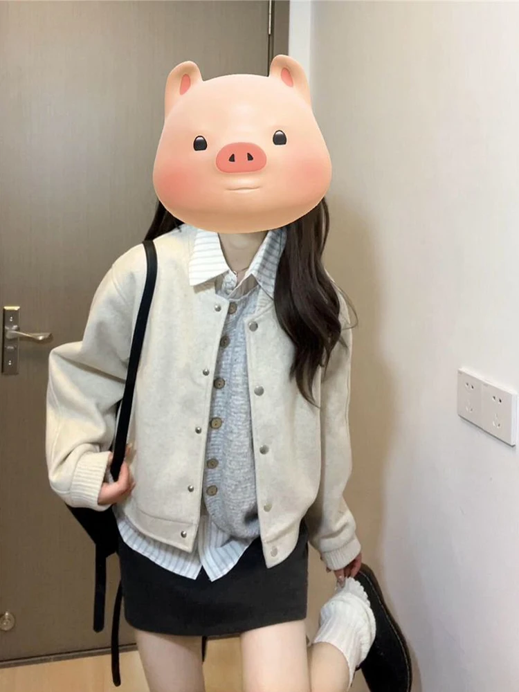 

Твидовый жакет для подростков и женщин, зимний, улучшенный, во французском стиле, с отстегивающимся воротником, минималистичный, повседневный, с пуговицами в горошек, с мехом шерпа, для вечерних выходов и офиса (OL)