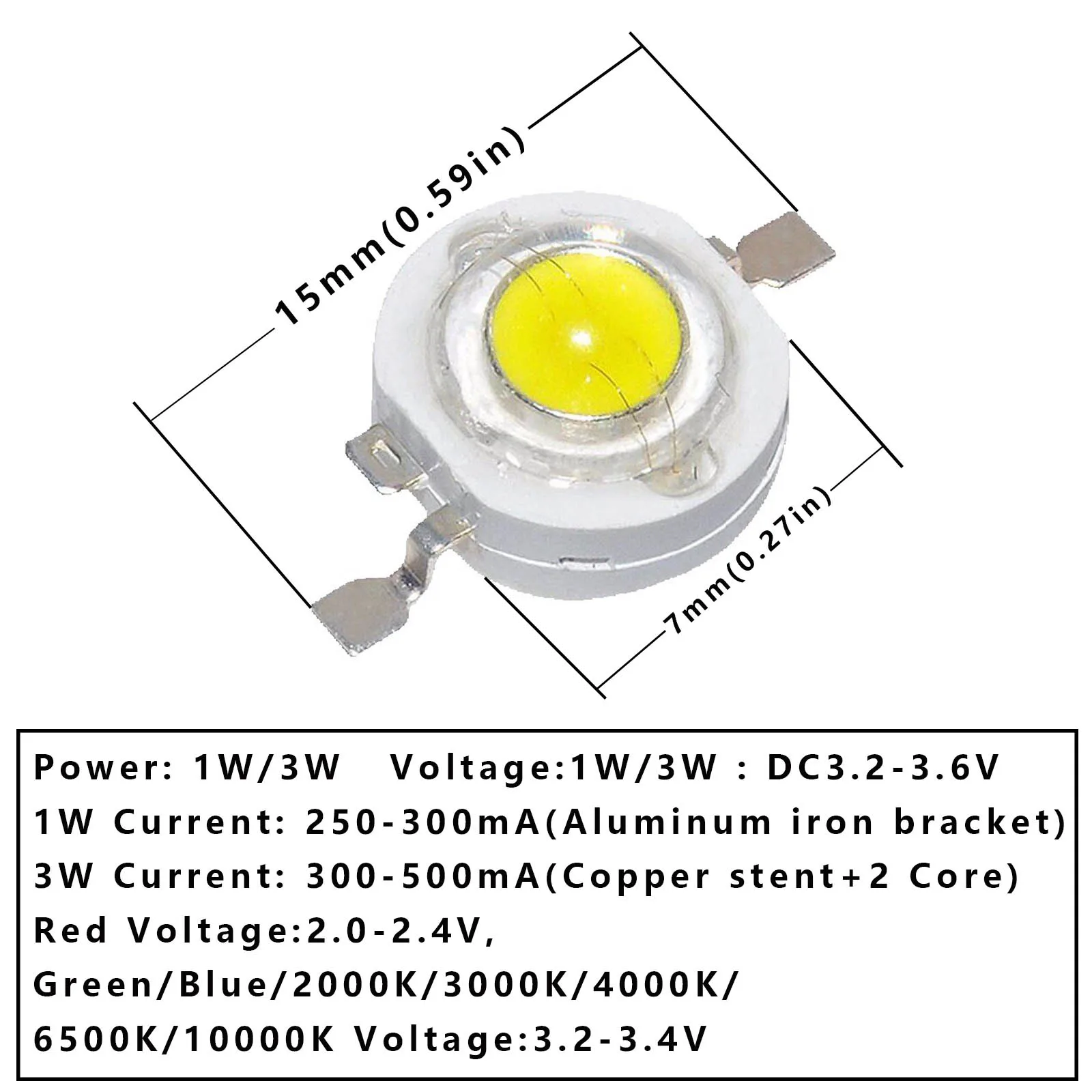 Imagem -02 - Potência Total Led Diodo Luz Leds Chip Spotlight Kit Diodos Lâmpada para Faça Você Mesmo Led Rgb 1000 Peças um Lote 1w de