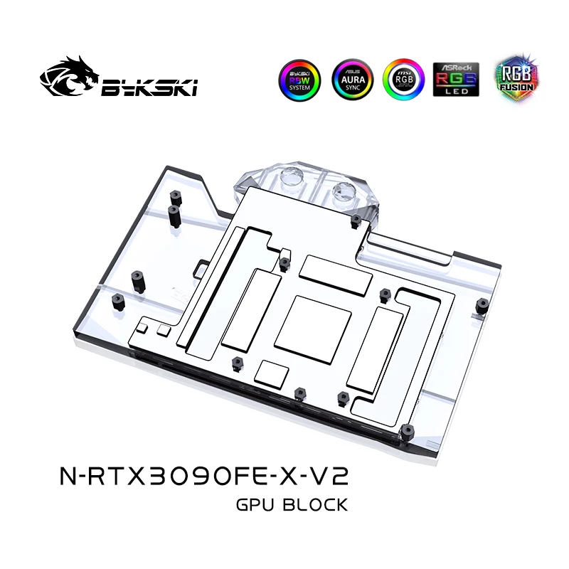 Bykski bloque de agua para NVIIDIA RTX 3090 edición fundadora tarjeta GPU/bloque de radiador de cobre de cubierta completa N-RTX3090FE-X-V2