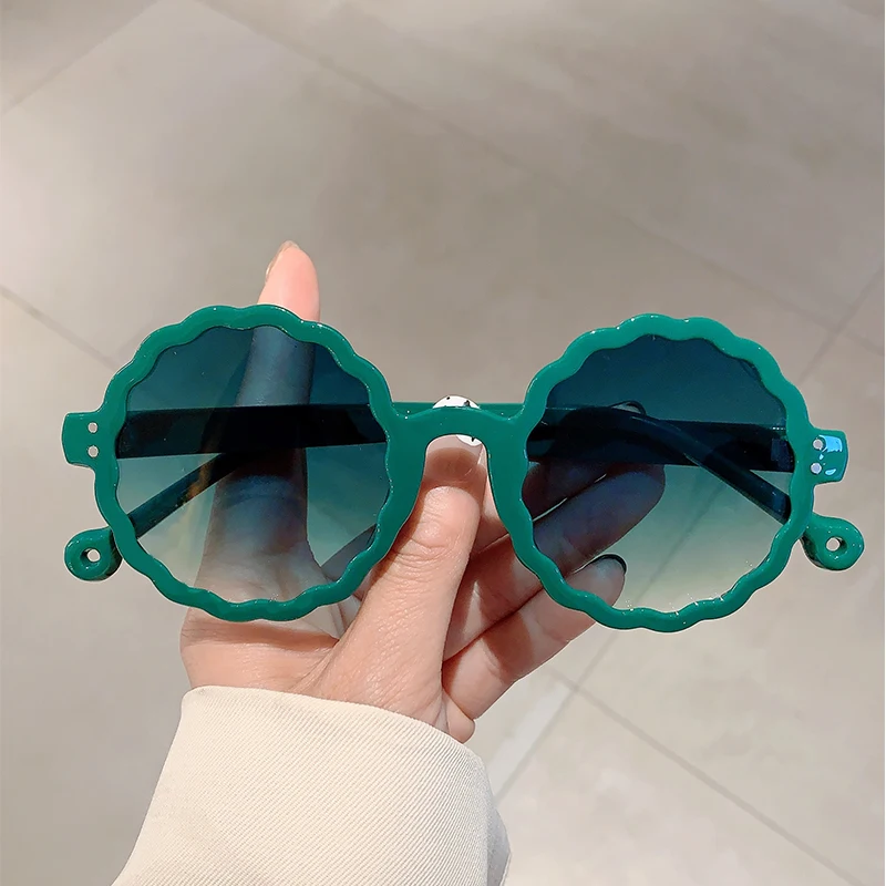 KAMMPT-Lunettes de soleil rondes pour femmes, monture en forme de fleur, style vintage, verres dégradés, nouvelle marque, 2024