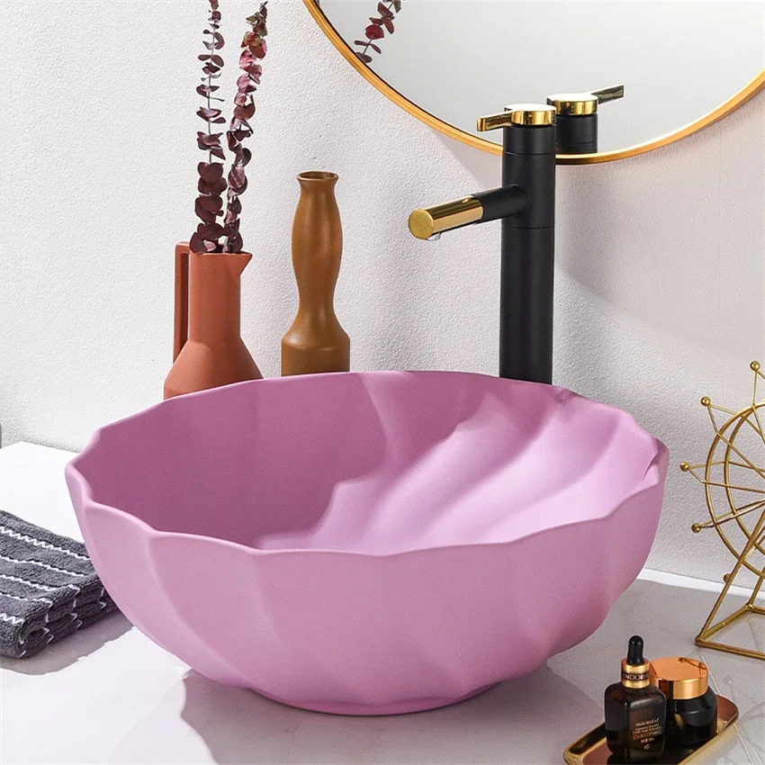 Nordic Creative Ceramic Washbasin Household Bathroom Modern Minimalism Restaurant Hotel Wash Basins Integrated Ceramic Basin