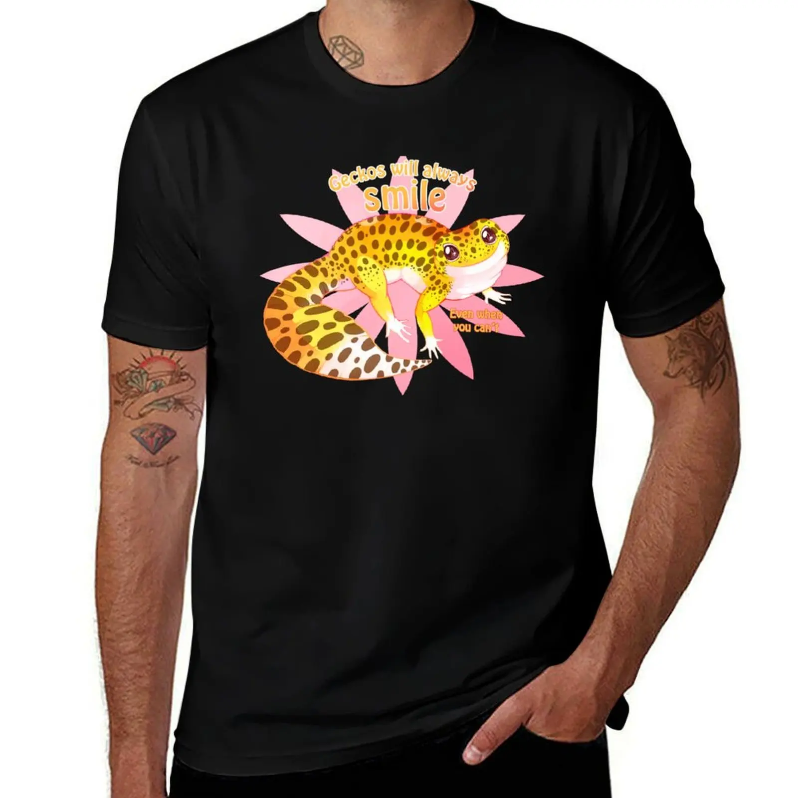 Geckos will always smile T-Shirt cotton t shirts high quality T-Shirt
