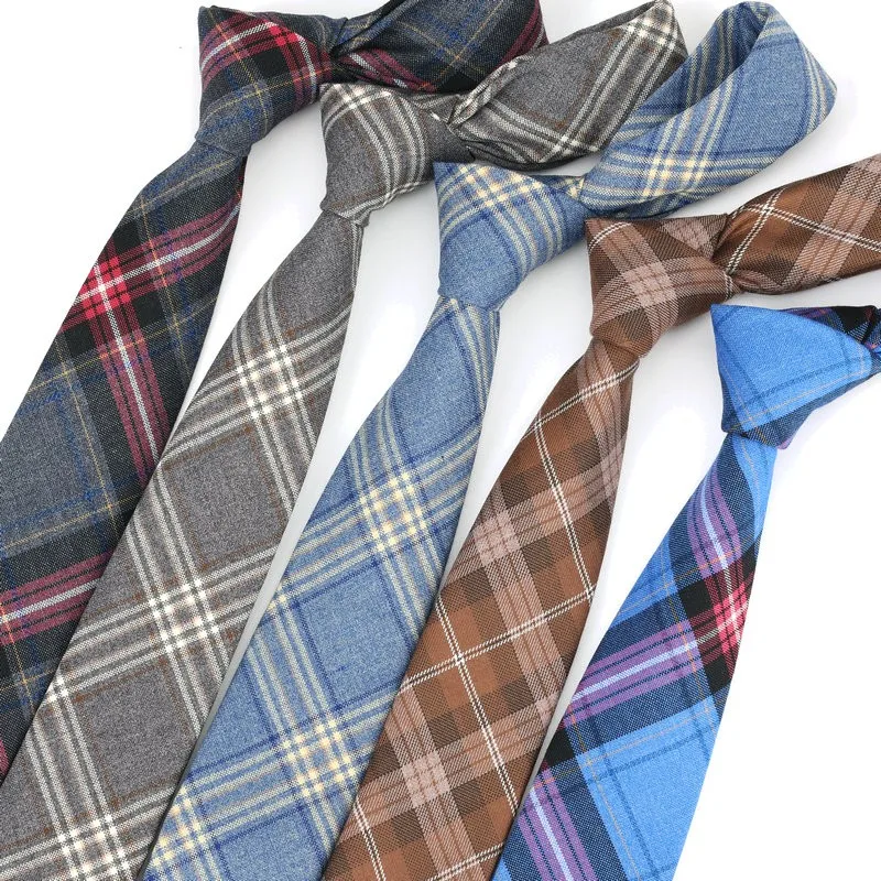 Fashion Cotton Neck Ties For Men Women Casual Plaid Tie For Boys Girls Suits Tie Slim Wedding Party Pattern Necktie Gravatas 6cm