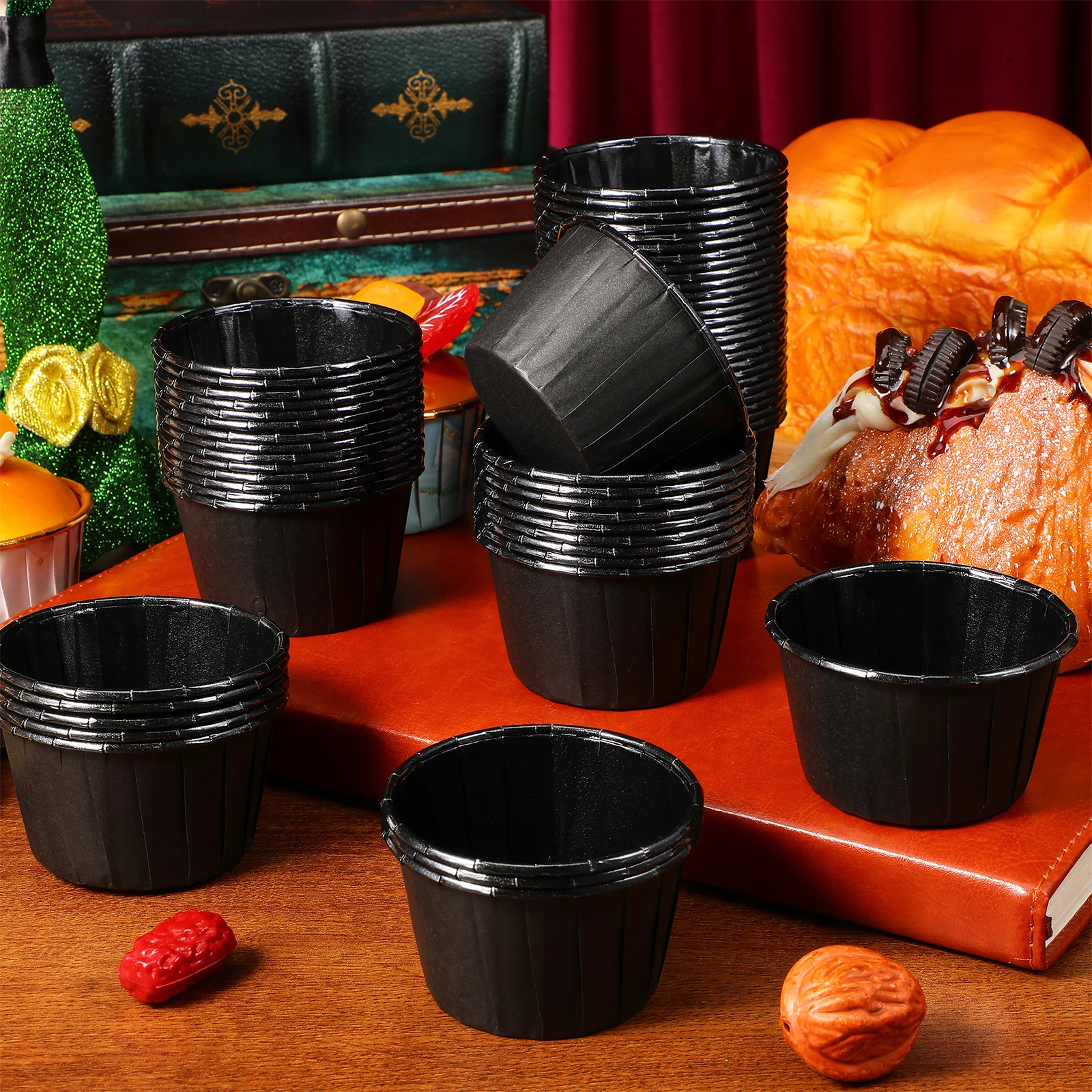 

60pcs Cake Cup Oil-Proof Non-Stick Baking Cups 230°C Resistant For Cupcakes Muffins Cheesecakes Desserts Party Wedding Birthday