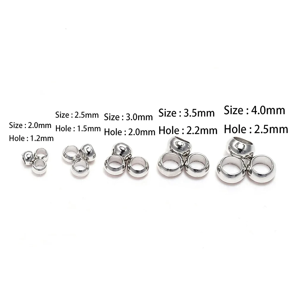 500/Lot Ende Perlen Silber Gold Überzogene 1.5/2/2.5/3/3.5/4mm Dia Crimp Perlen Legierung Perlen Für Schmuck Machen Schmuck DIY Finding – Detail 3