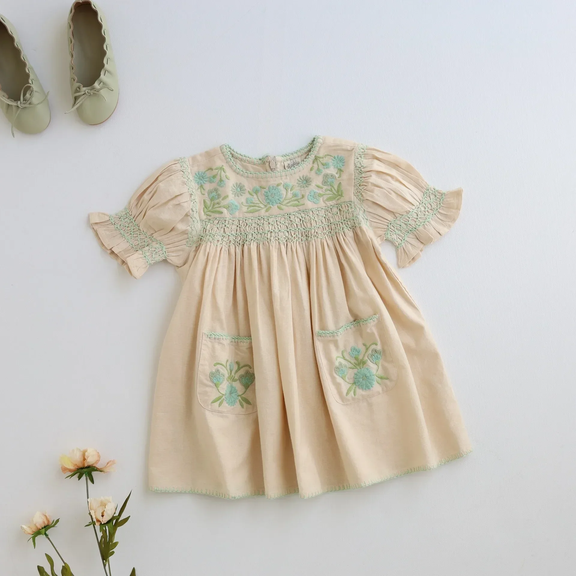 

Summer APO New 2024 Dress For Holiday Girls Embroidery Child SKirt Princess Girls Dresses Children's Clothing From 2 To 8 Years