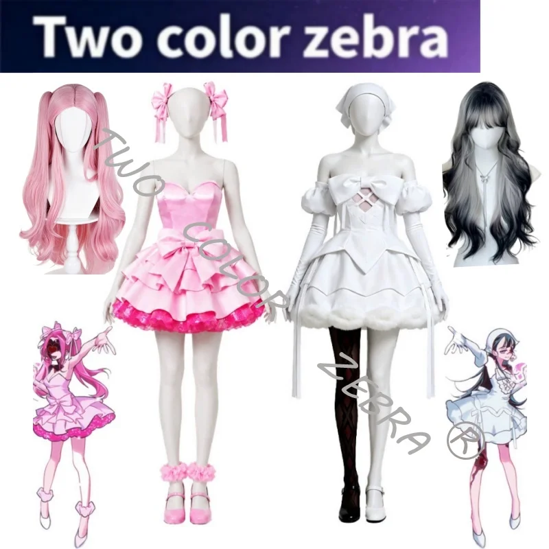 Image of Anime Alien Stage ZOMST Sua Mizi Vampire Stage Cosplay Kostüm Rosa Weißes Kleid Idol Bühnenauftritt Uniform Halloween Party