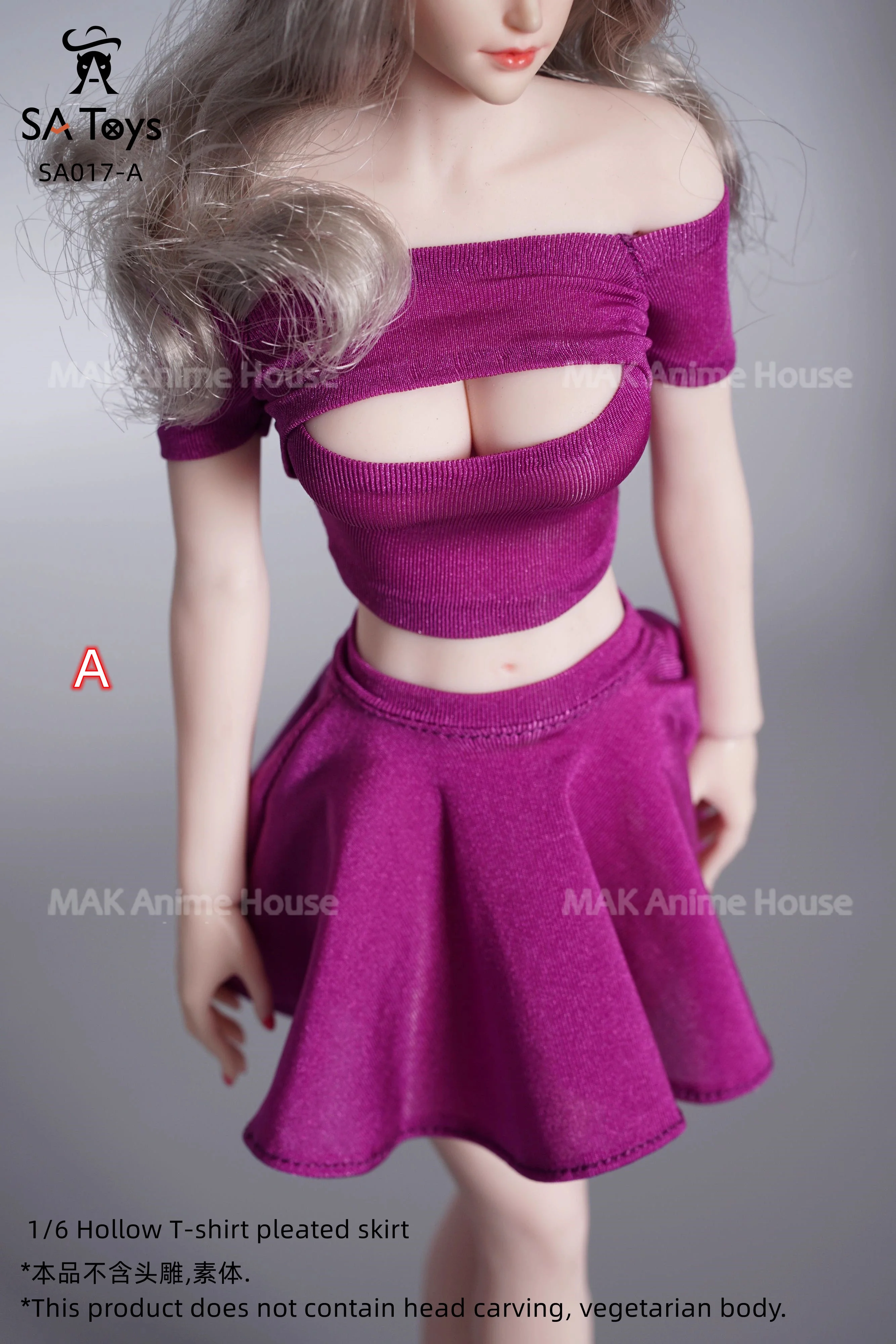 SA Toys SA017 1/6 الحلو مفتوح الصدر جوفاء تي شيرت مطوي تنورة دعوى الملابس صالح 12 ''TBL PH أنثى الجندي عمل الشكل دمية #3