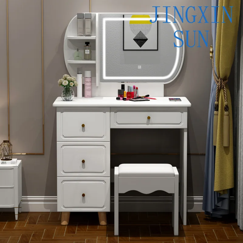 Hot Selling Kids Small New Design Wooden Vanity Mirror Dold Green White Makeup Glass Modern Dresser Dressing Table