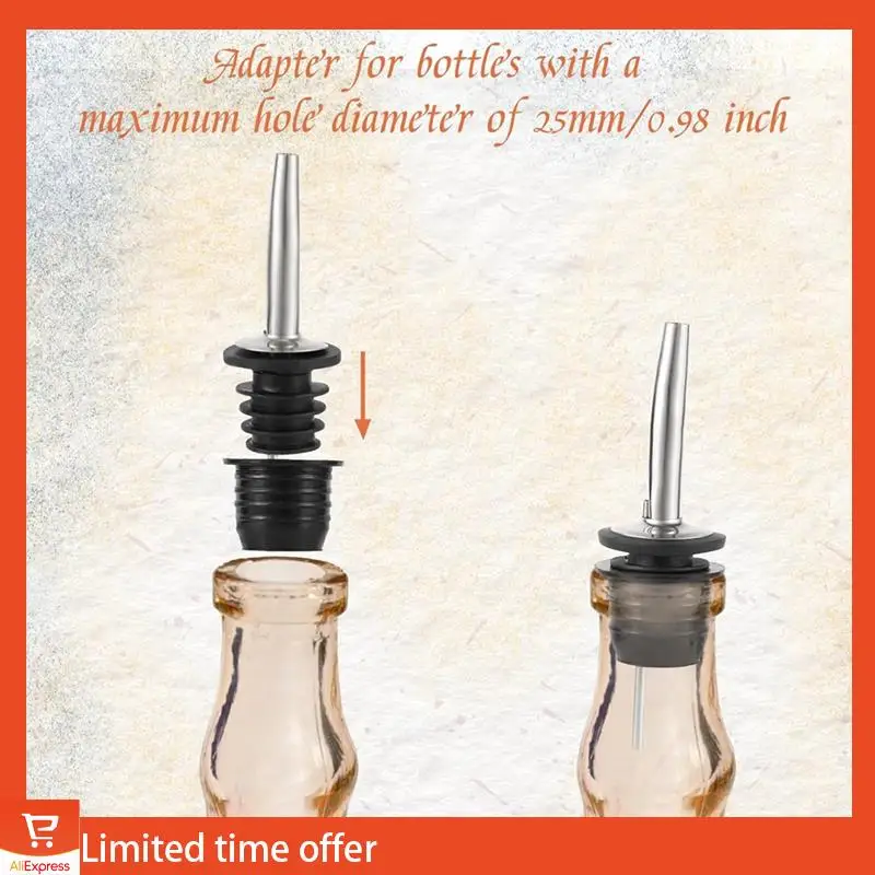 Bec verseur et adaptateurs pour liqueur frais, verseurs de bouteille pour becs de vitesse d'alcool, bec d'huile d'olive en acier inoxydable, verseurs d'alcool, 12 pièces