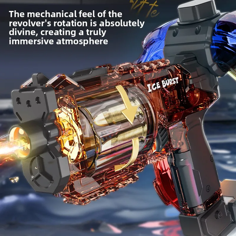 Electric Water Guns Revolver Automatic Continuous Firing Large Capacity  Light Effects Outdoor Summer Beach Water Toy for Kids