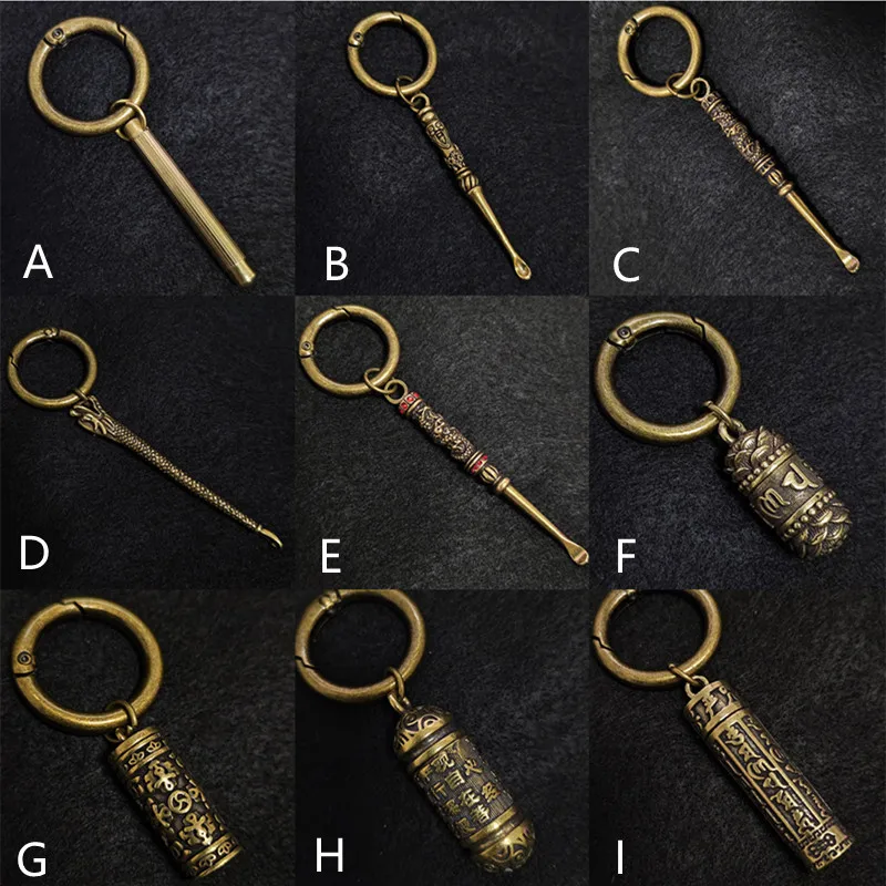 Retro Copper alloys Keychain For men and women Creative DIY Small tool pendant  keychains 13 Styles Key Ring Accessories