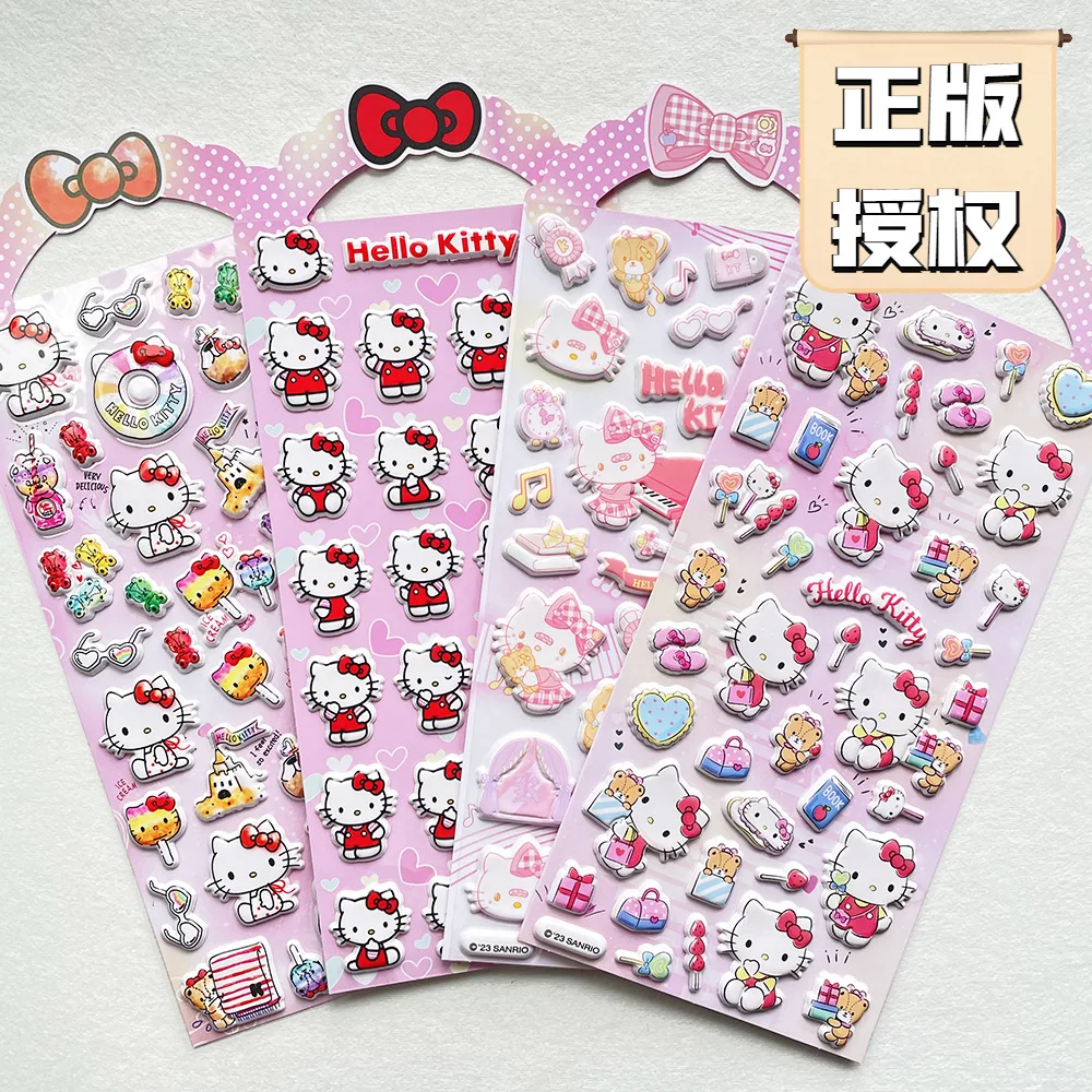 4 szt. Urocze naklejki 3D z motywem Sanrio, kreskówki anime, kawaii Kuromi Cinnamoroll, naklejki do samodzielnego tworzenia albumów, na laptopa, telefon, zabawki, prezenty