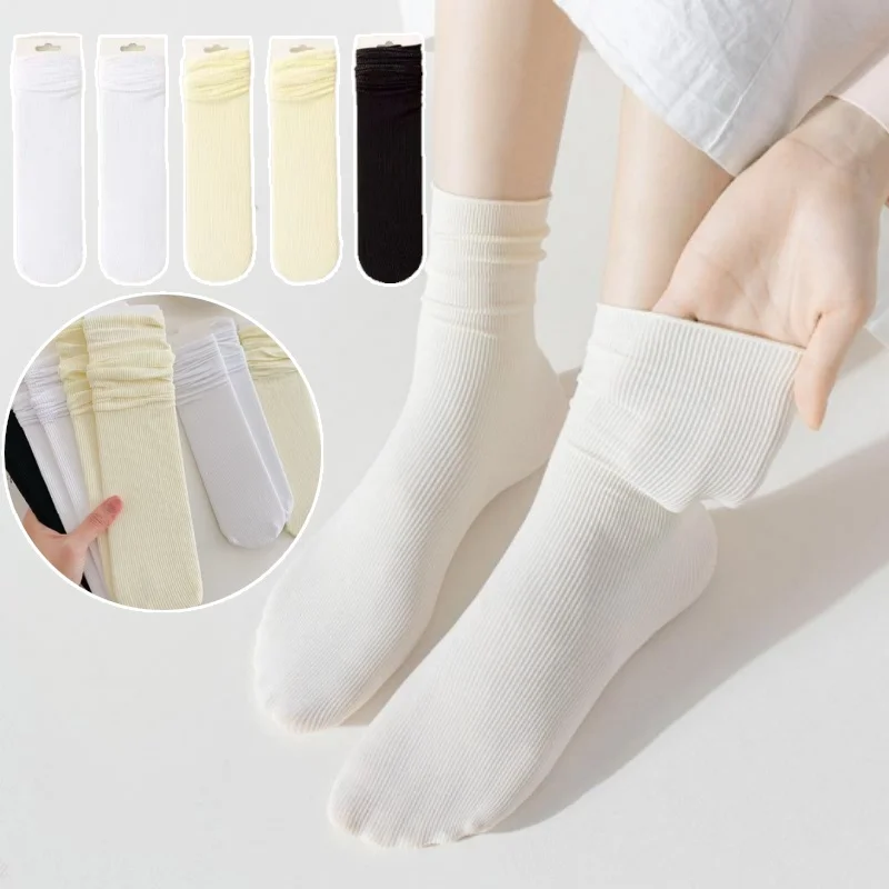 Sommersocken für Damen, gestapelte Crew-Socken, dünne, atmungsaktive, lockere Passform, mittlere Wadensocken, coole, bequeme Socken für Damen, Umstandssocken