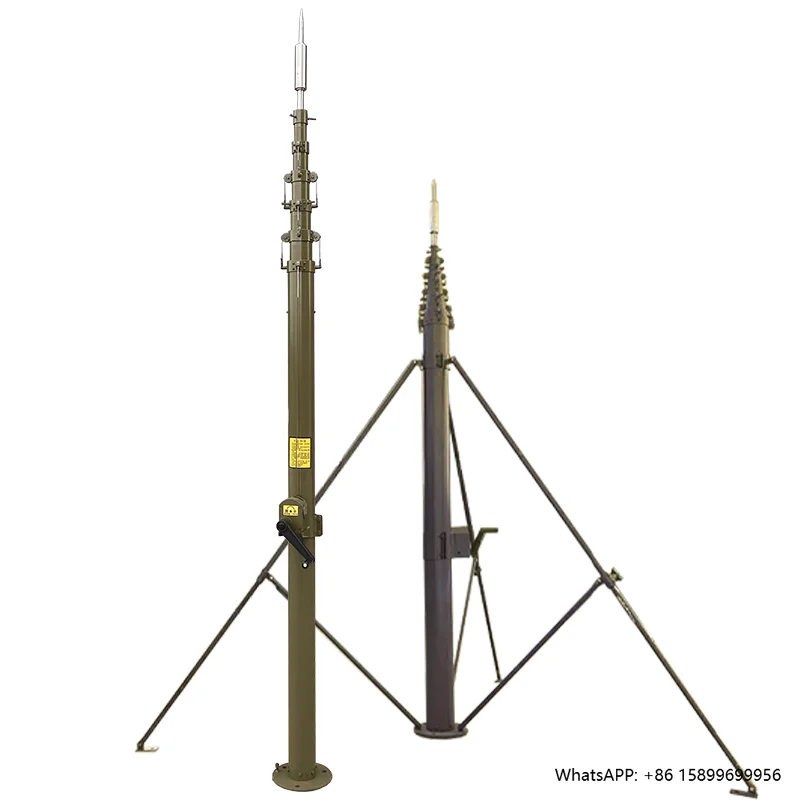 

Antenna Mobile Tower Steel Hand Winch Led Lights Telescopic Mast