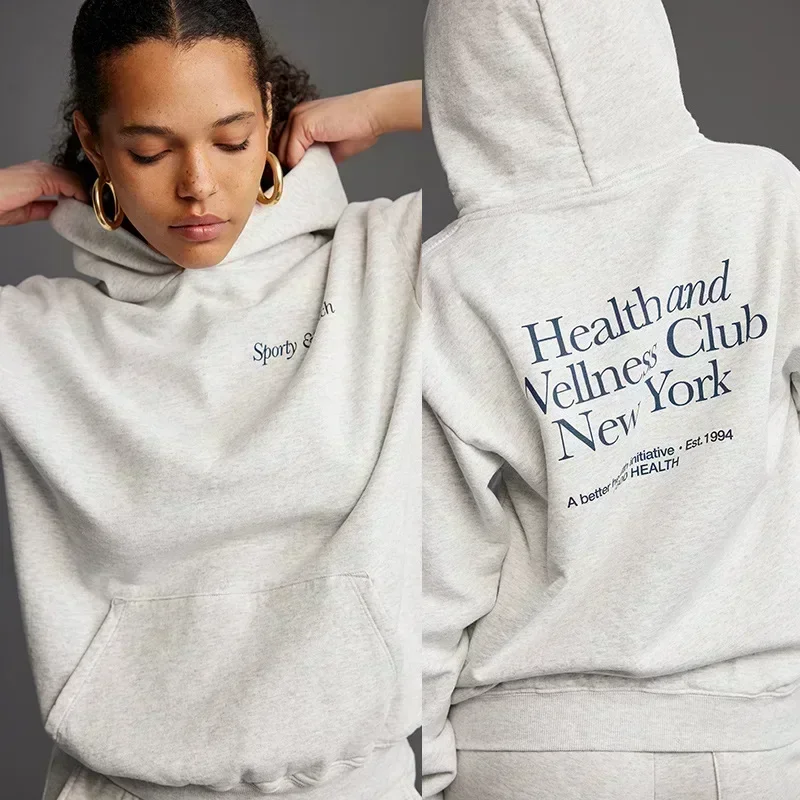 Early Spring New North American Niche Sporty&Rich Letter Printed Fleece Sweatshirt Women's Hoodie