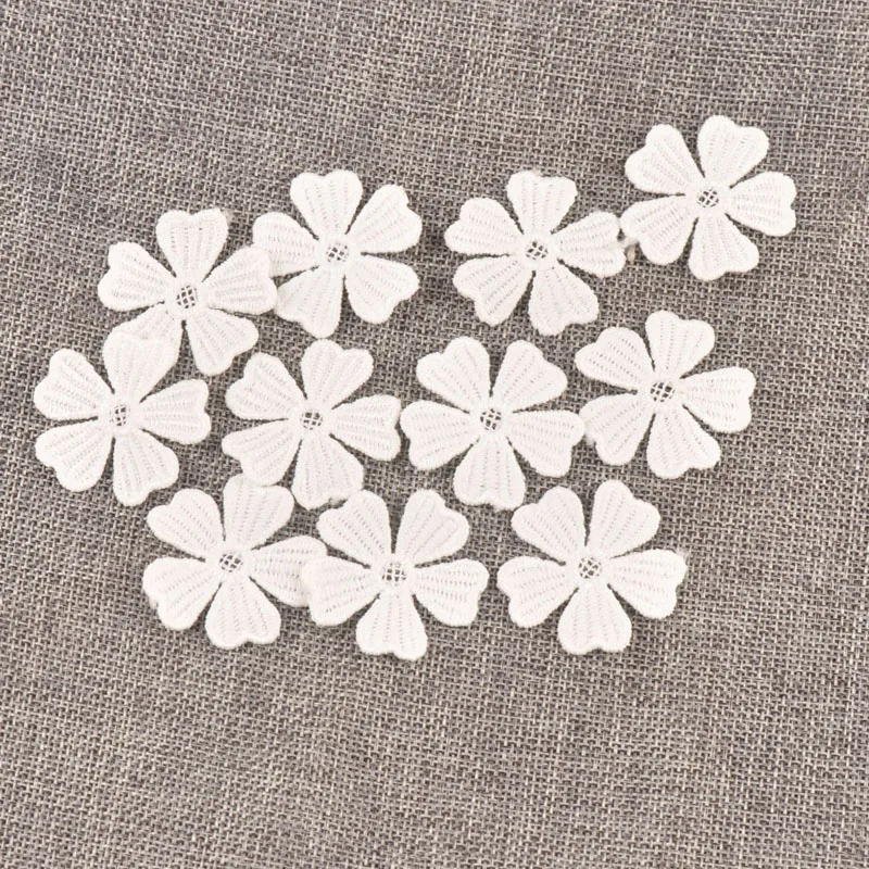 30pcs 26mm White Flower Lace Applique Mesh Patch For Sew On Guipure DIY Garment Accessories Decoration Clothes Fabric c1727