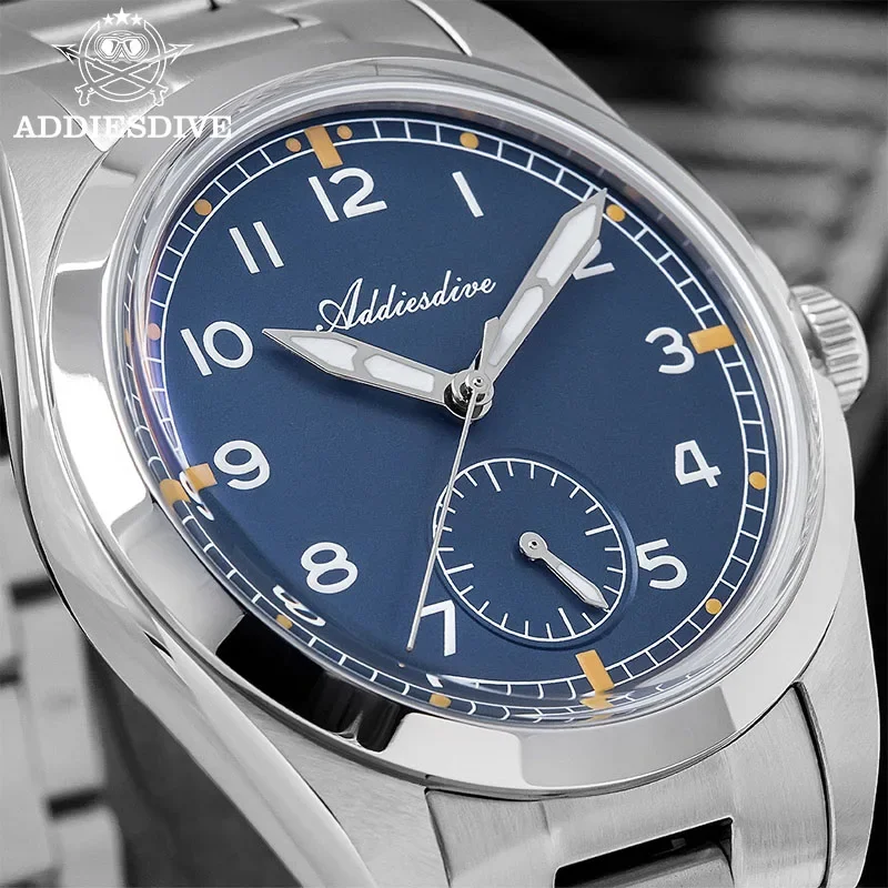 ADDIESDIVE NUOVO Orologio Da Uomo In Acciaio Inox VH60 Movimento Nero/Blu Orologi Bubble Specchio di Vetro Impermeabile Orologio Luminoso Maschile