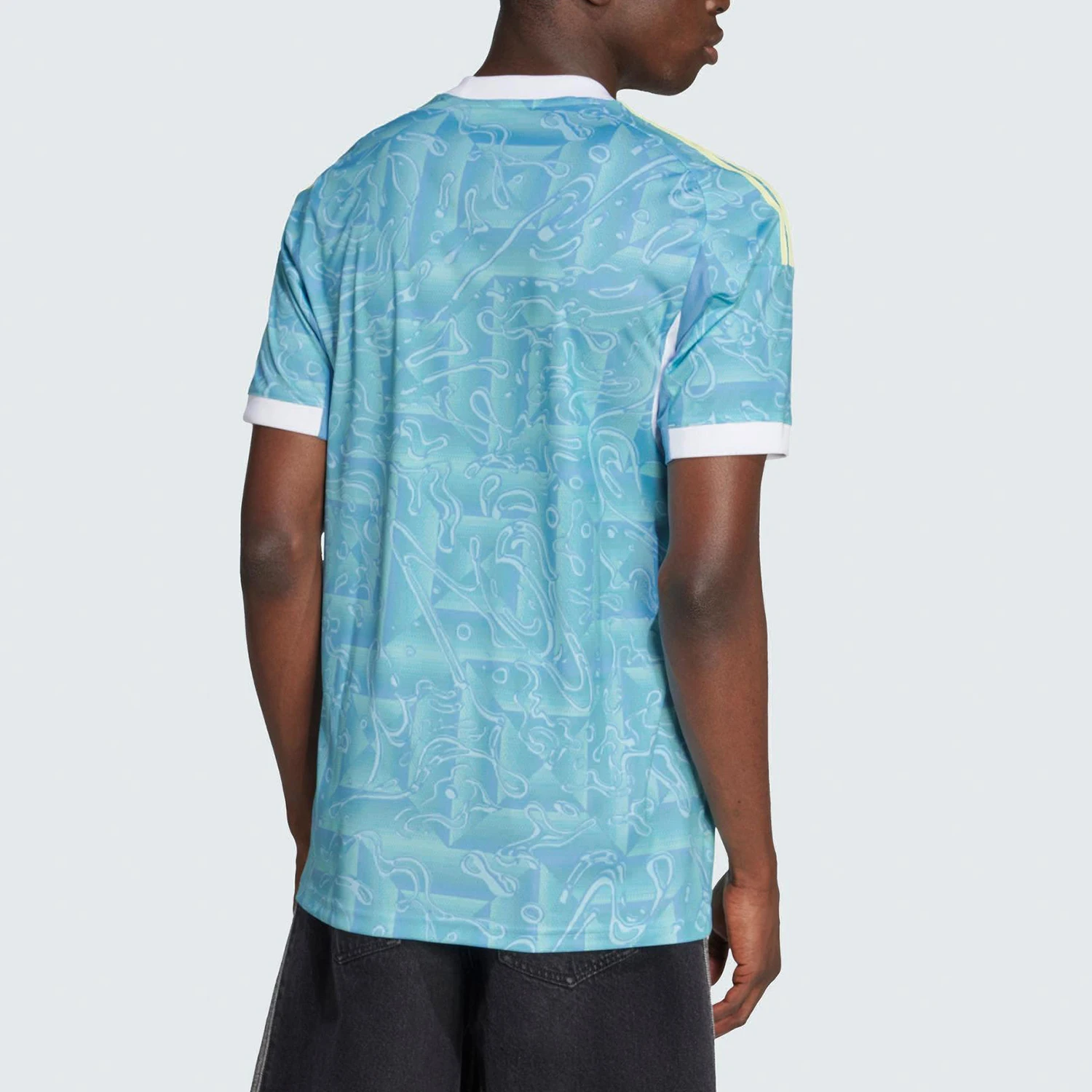 Adidas genuine comfortable summer edition men's printed training football short sleeved shirt JJ4323