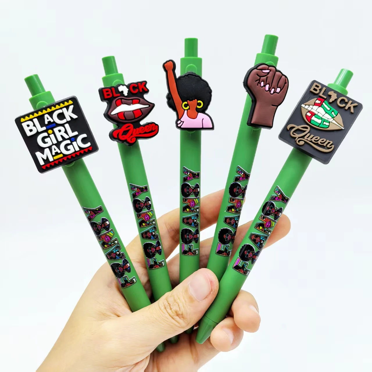 6 قطعة/12 قطعة/18 قطعة سلسلة خضراء أقلام تذكارية للتحرير الأسود لموسم العودة إلى المدرسة أقلام حبر جاف عنصر أسود #2