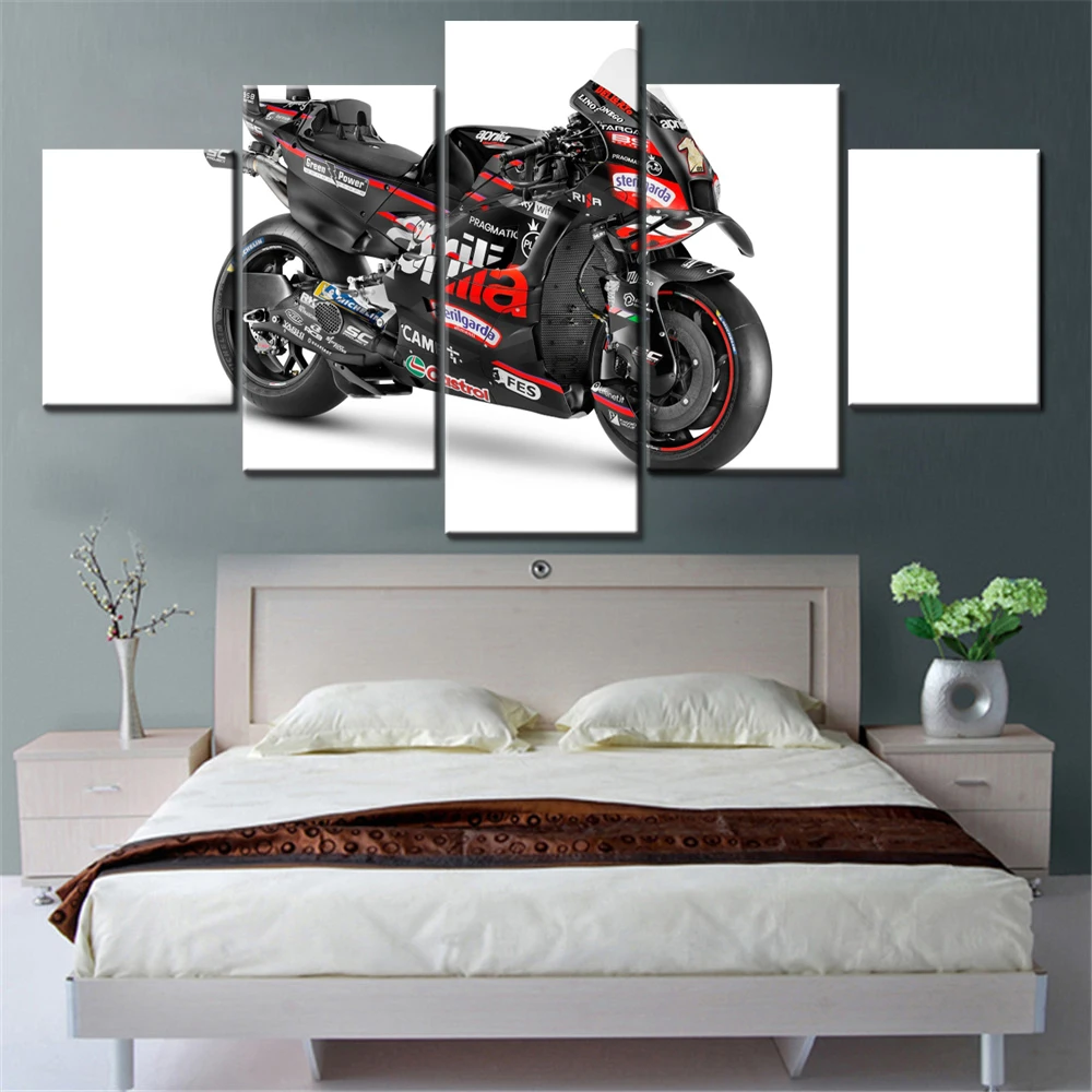 

5 Pieces Canvas Wall Arts Poster Painting Bikes Sports Bikes Wallpaper Home Decor Picture Printing Living Room Mural Artwork
