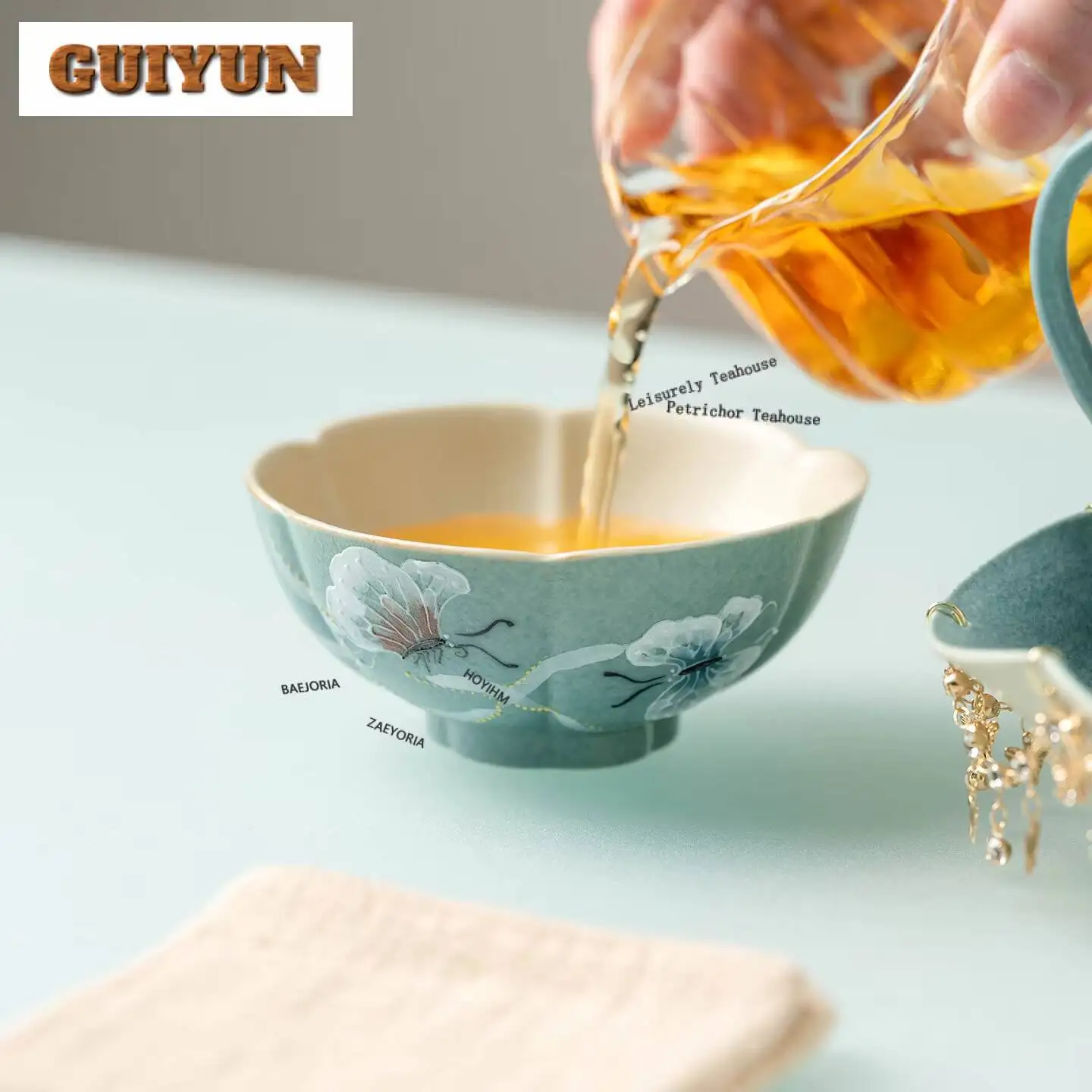 75ml Hand Painted Double Butterflies Teacup Retro Tea Bowl Single Cups Tea-tasting Fragrance Cup Jianzhan Master Cups Craft