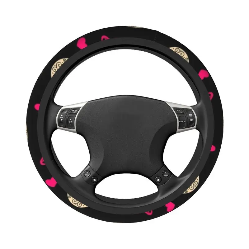 38cm Car Steering Wheel Cover Skull And Roses Sugar Skull Soft Auto Decoration Fashion Car Accessories