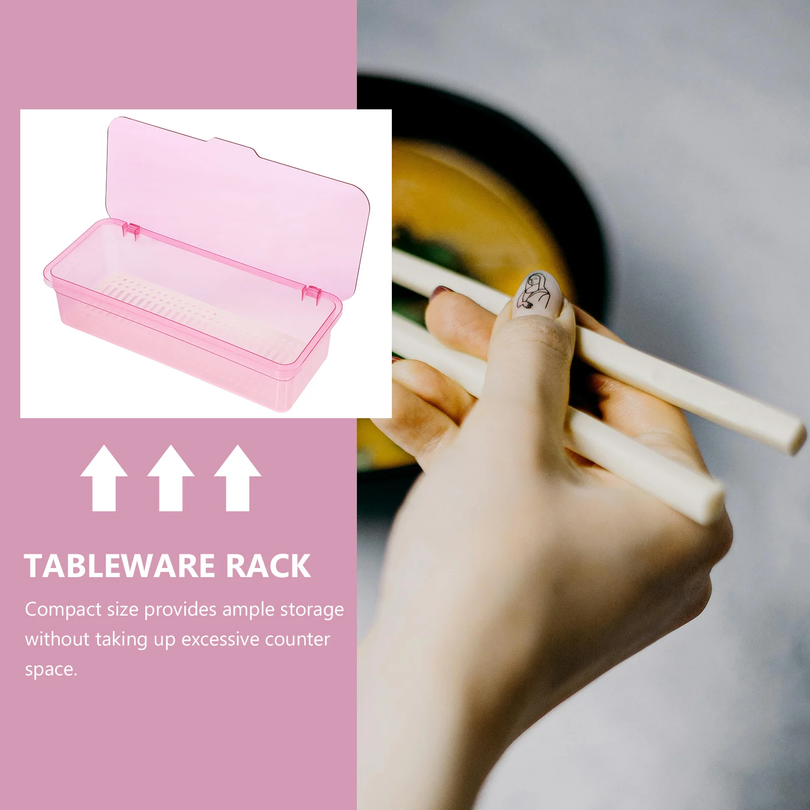 

Plastic Chopsticks Drainer Box Utensil Holder Lid Draining Basket Kitchen Cutlery Tray Storage Kitchen Cutlery Drainer