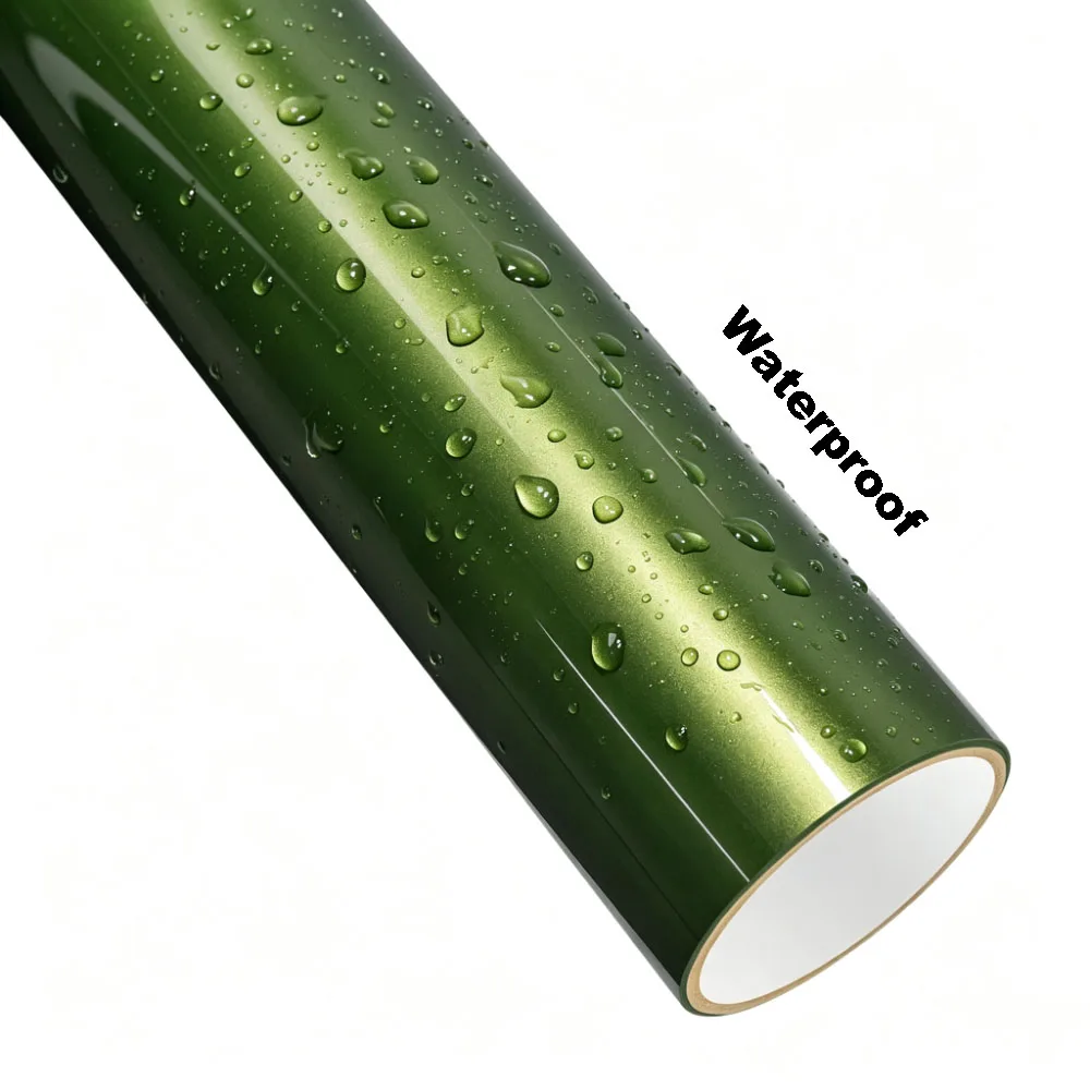 Metal Paint Mamba Green PVC Car Vinyl Wrap Film with PET Release Liner Air‑Channel Bubble Free Self‑Adhesive Color Change Decal