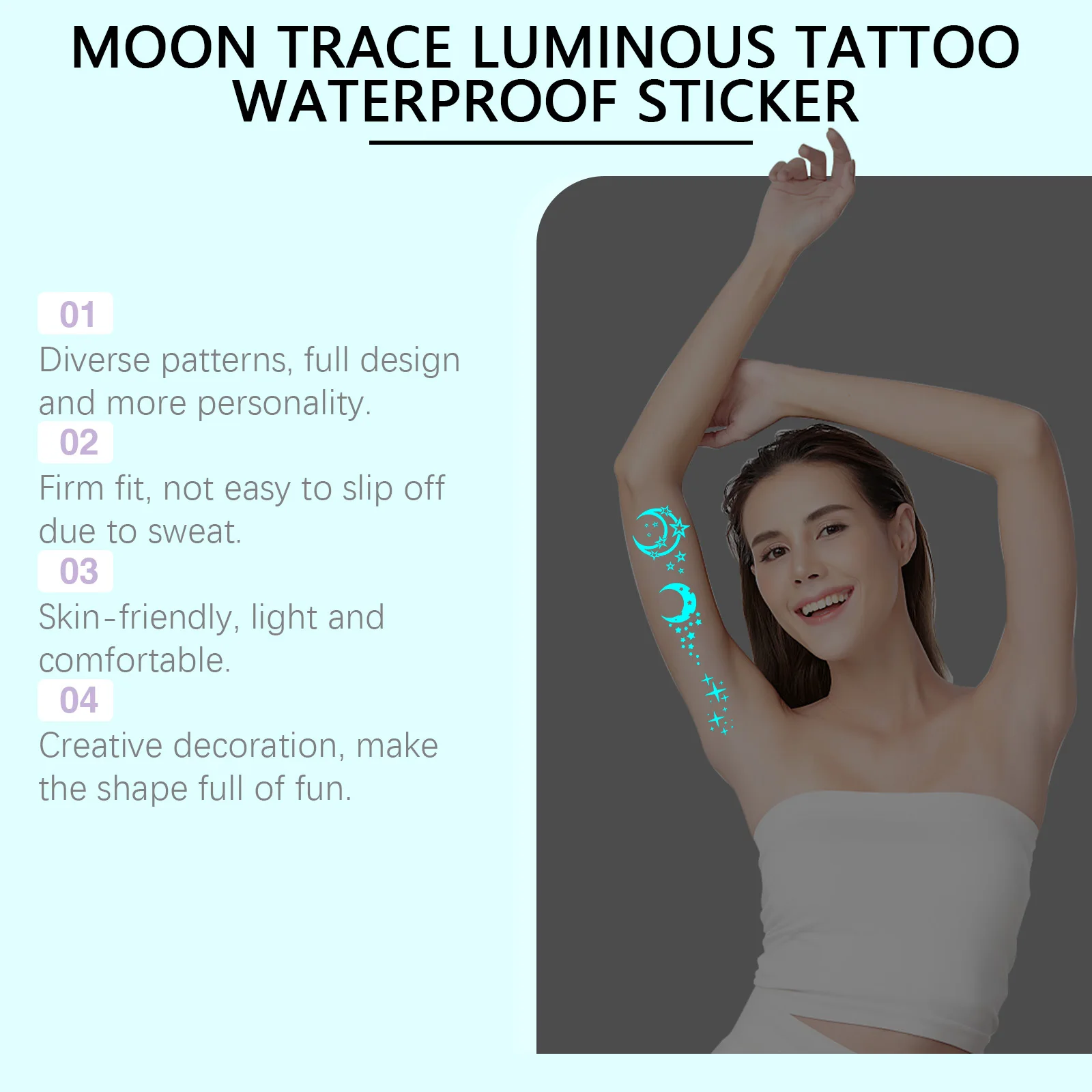 Picture 5: Party Dance Glow-in-the-Dark Tattoos - Temporary for Face & Body, Long-Lasting Waterproof Design, Easy To Use for Festive Looks