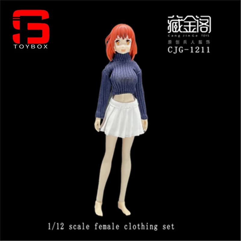 In Stock CJG-1211 1/12 Female Knitted Sweater Short Tops Skirt Clothes Model Fit 6 Inch PH TBL JIAOU Soldier Action Figure Body