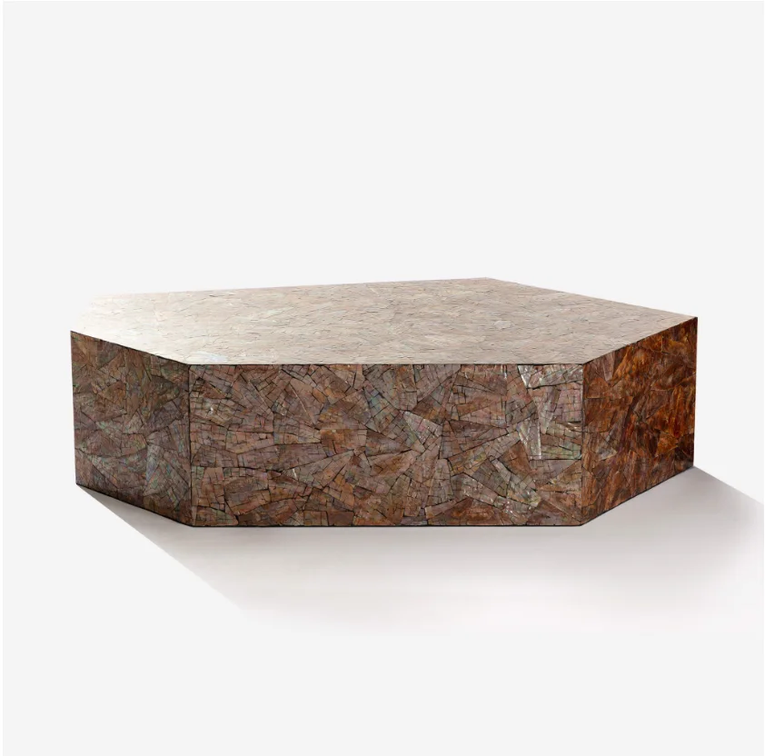 #Luxury Modern European Style Coffee Table Handmade Vietnam High Quality MOP Inlay Mother Pearl Living Room Furniture Iron
