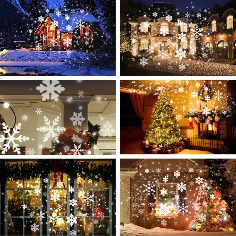 1pc LED Christmas Snowflake Projector Light Rotating Snowfall Projection Lamp for Christmas Halloween & Easter Party Decor