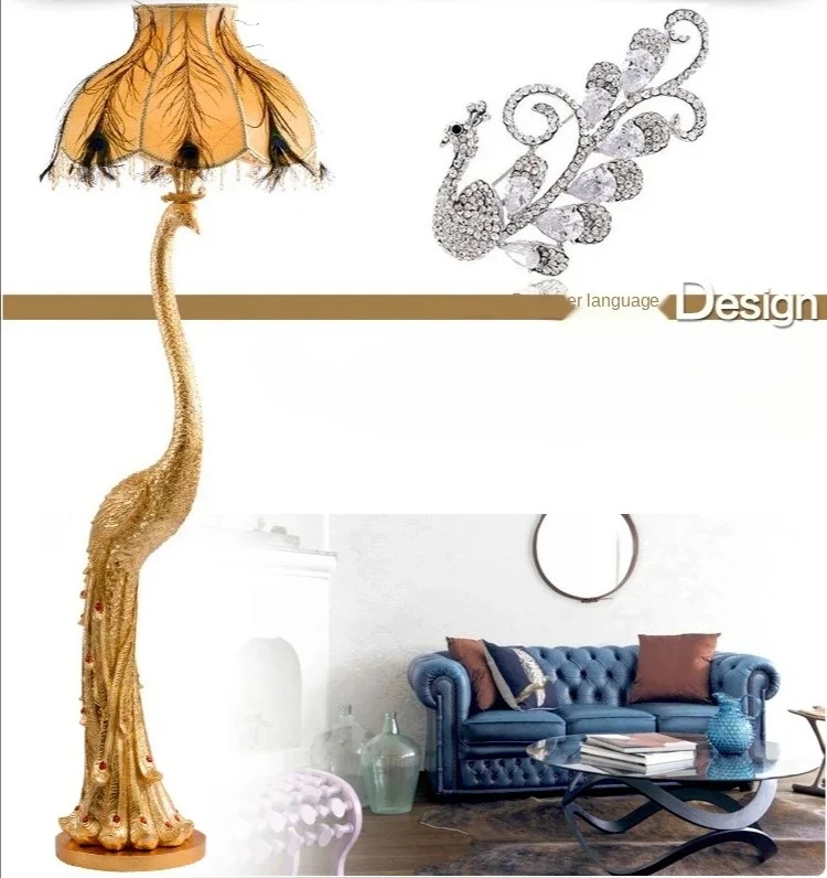 High-End Fall Floor L New Arrivals new GY-European Creative Crystal Peacock Floor Lamp, Fall Floor Lamp, Living Room Decoration
