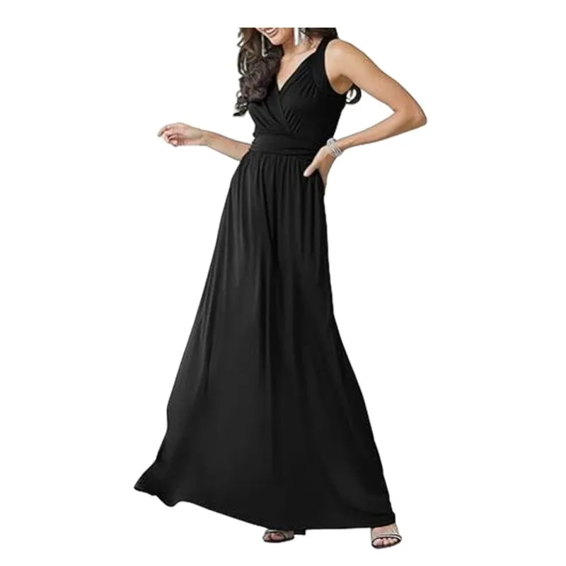 No Sleeves Sleeveless Gown Mid Rise Waist Casual with Off Shoulder Daily Assembled Construction Spring Evening Dress for Women