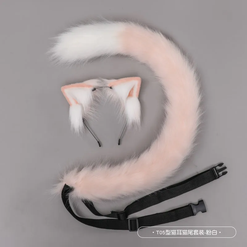 Animal Tails Cosplay Prop Girls Lolita Cosplay Costume Accessories Rem Cat Lady Ear Tail Set Woman Blue Black Pink Party Wear