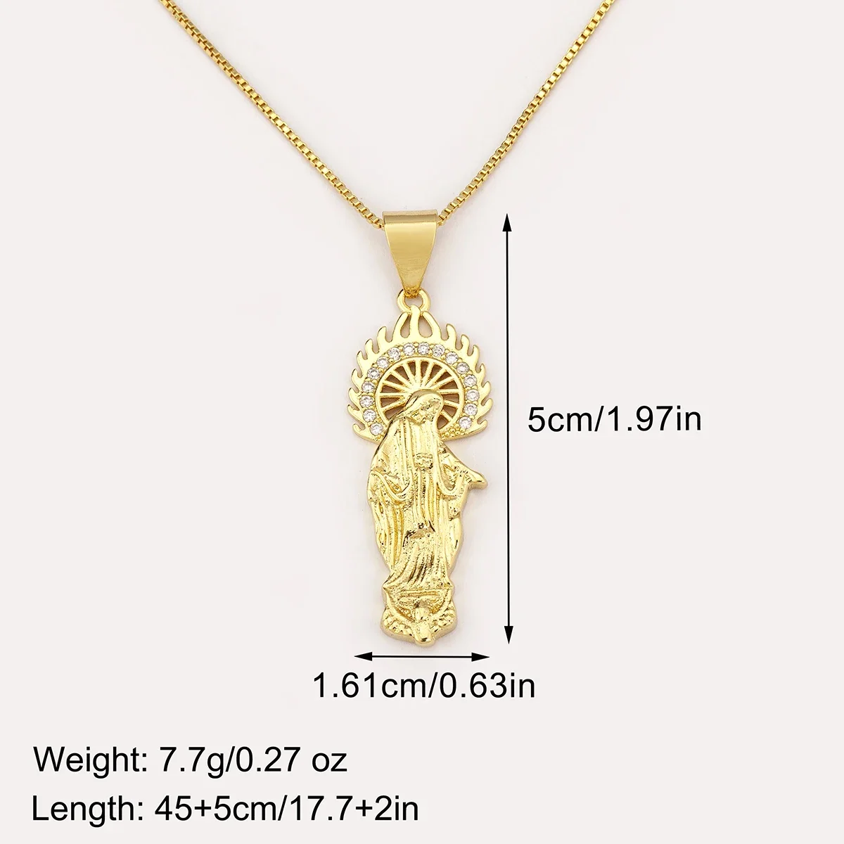 Nidin Hot Sale Virgin Mary/Death Scythe Copper Inlaid Zircon Pendant Necklace For Female Male Religious Daily Party Jewelry Gift
