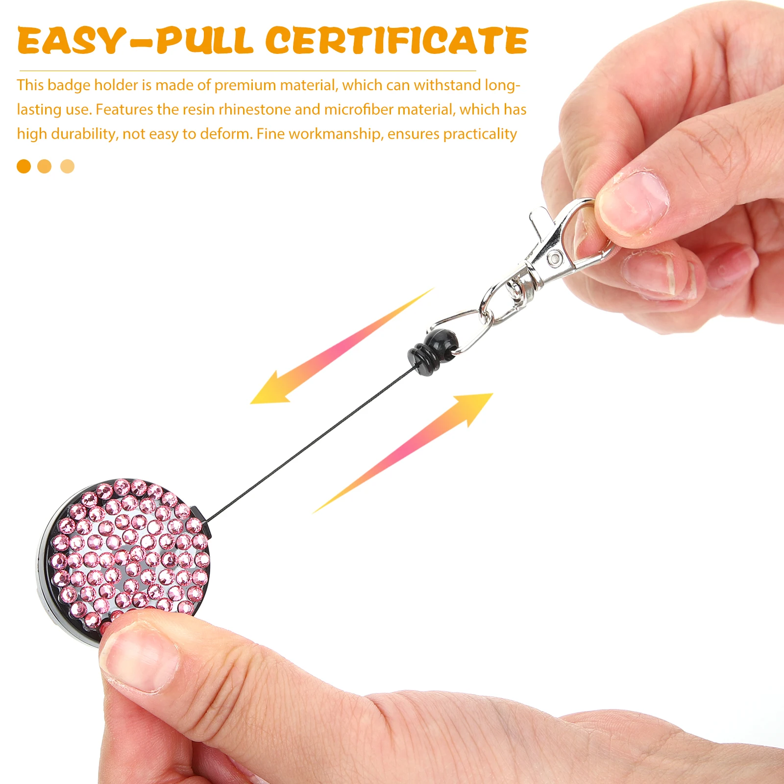 

3 Pcs Holder Sleeves Teaching Assistant Badge Retractable Event Reel Resin Drill Office Rhinestone