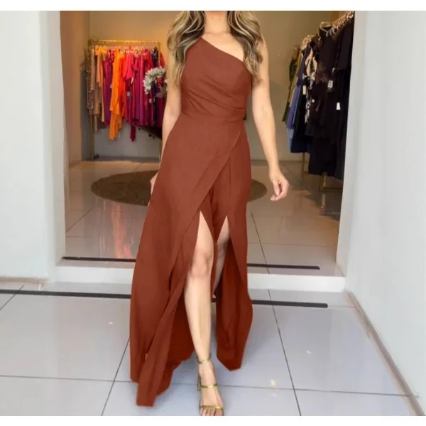 Sexy Jumpsuits Woman 2025 Summer Trendy Design Sleeveless Split  Asymmetric Off Shoulder Playsuit Overalls Lady Solid Romper