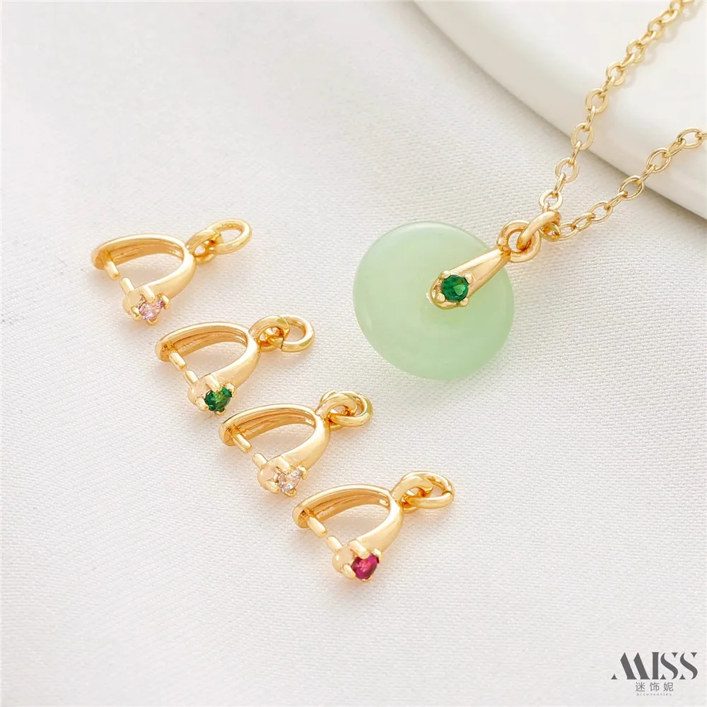 

14K Gold Inlaid Diamond Clip, Melon Seed Buckle Pendant, Safety Buckle, DIY Handmade Jade Jewelry Accessories