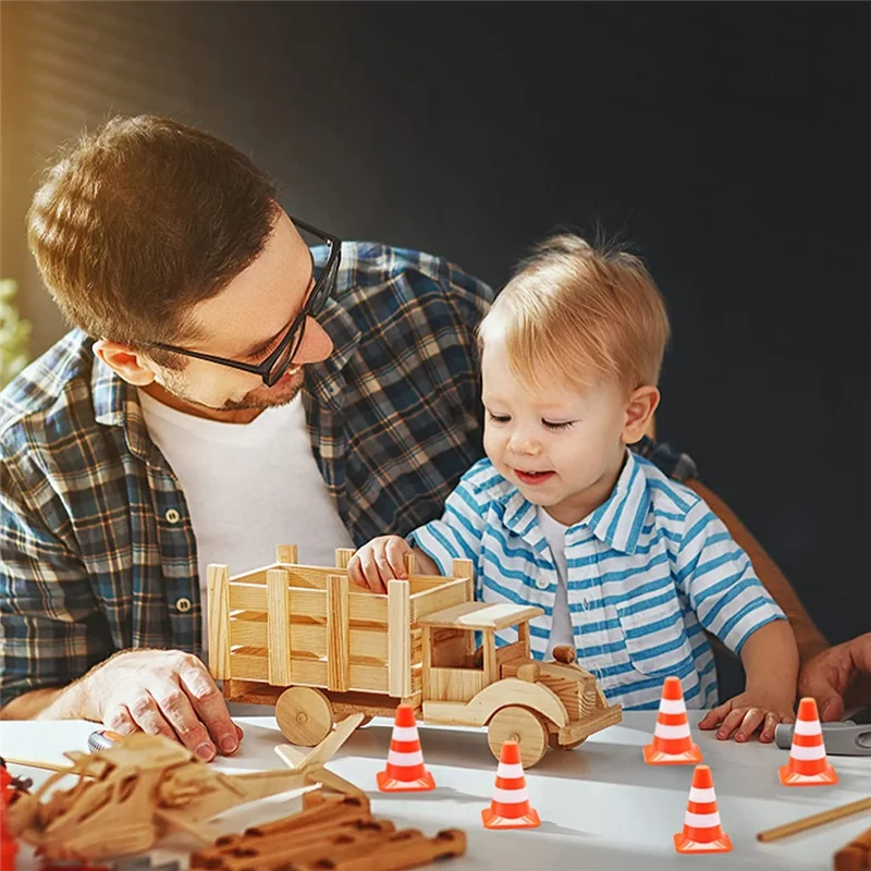 ODIES-14 ชิ้น Mini สามเหลี่ยมกรวยมินิจําลองความปลอดภัยกรวยสามเหลี่ยมกรวยแผนที่ที่จอดรถป้าย Roadblock, ป้ายขนาดเล็ก