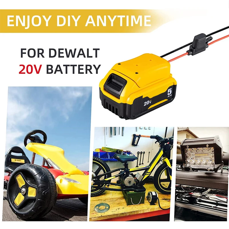 

Power Wheels Adapter For Makita/Milwaukee/Dewalt 18V Battery DIY Adapter with Fuse 14 Awg Wires For Makita/Milwaukee/Dewalt