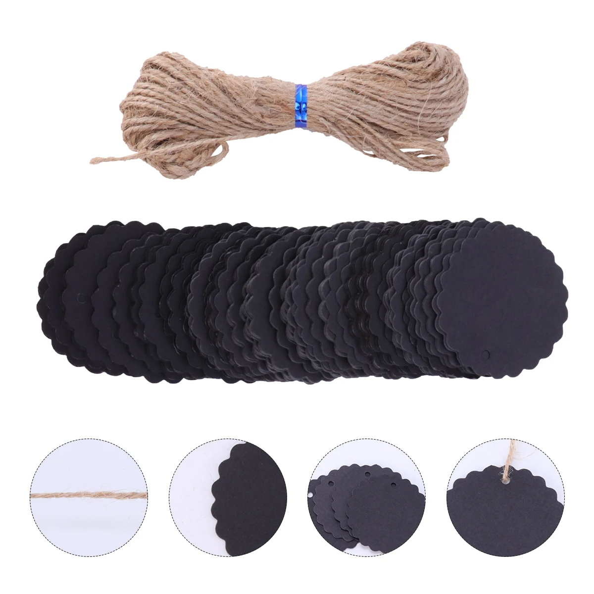 

100 Pcs Kraft Paper Tags Blank Gift Labels Vintage Card Wishing Marking Craft Project Accessories Black Hanging Labels